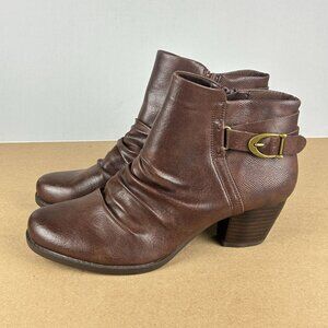 Baretraps Reliance Faux Leather Slouch Ankle Booties Womens 9.5 Brown Side Zip